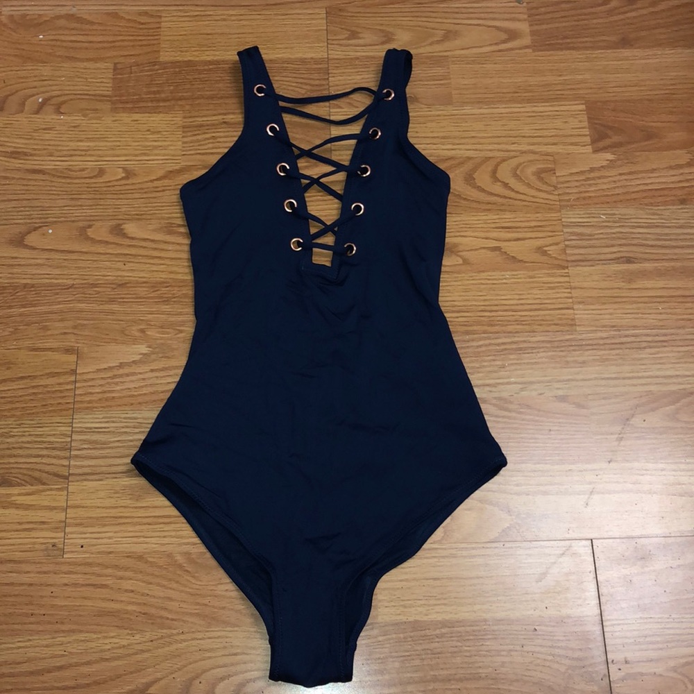 Navy Crisscross One-piece